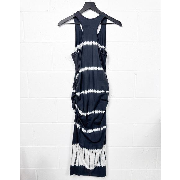 Michael Stars Tie‎ Dye Midi Tank Dress Gray White Ruched Size Large - Picture 3 of 8